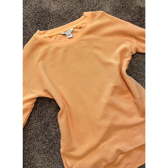 Athleta Orange Waffle Knit Long Sleeve Top | Size Small - Picture 2 of 5